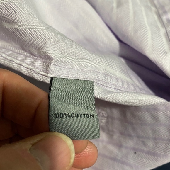 Johnston & Murphy Men's Tailored Fit Mauve Button Up Herringbone Shirt Large - Picture 9 of 14